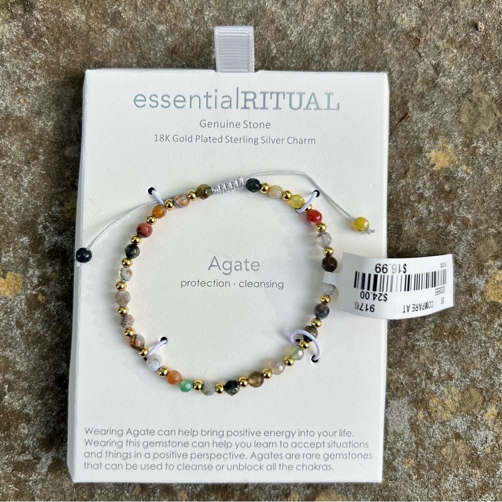 Agate Multicolor 18K Gold-Plated Beaded Bracelet